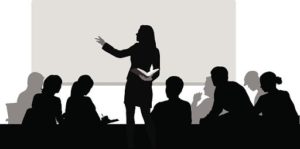 virtual classroom in silhouette 