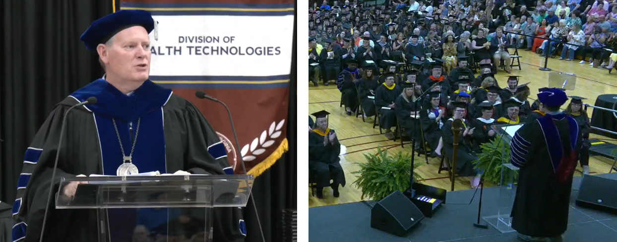 Images(2) left-to-right: SWCC President Tommy Wright. 2nd photo is Wright addressing student graduate audience.