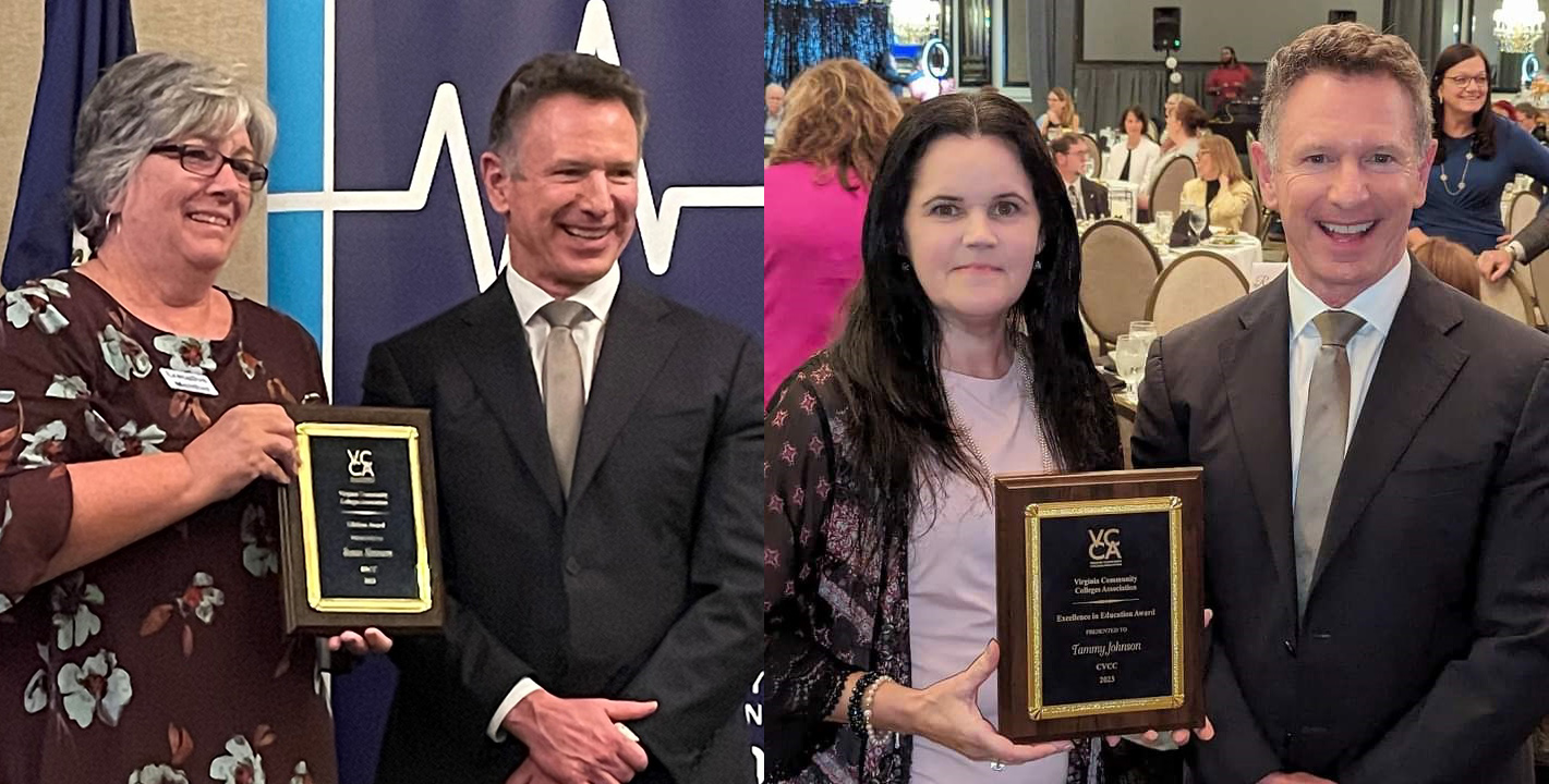 Image of Chancellor Dore and award-winning faculty