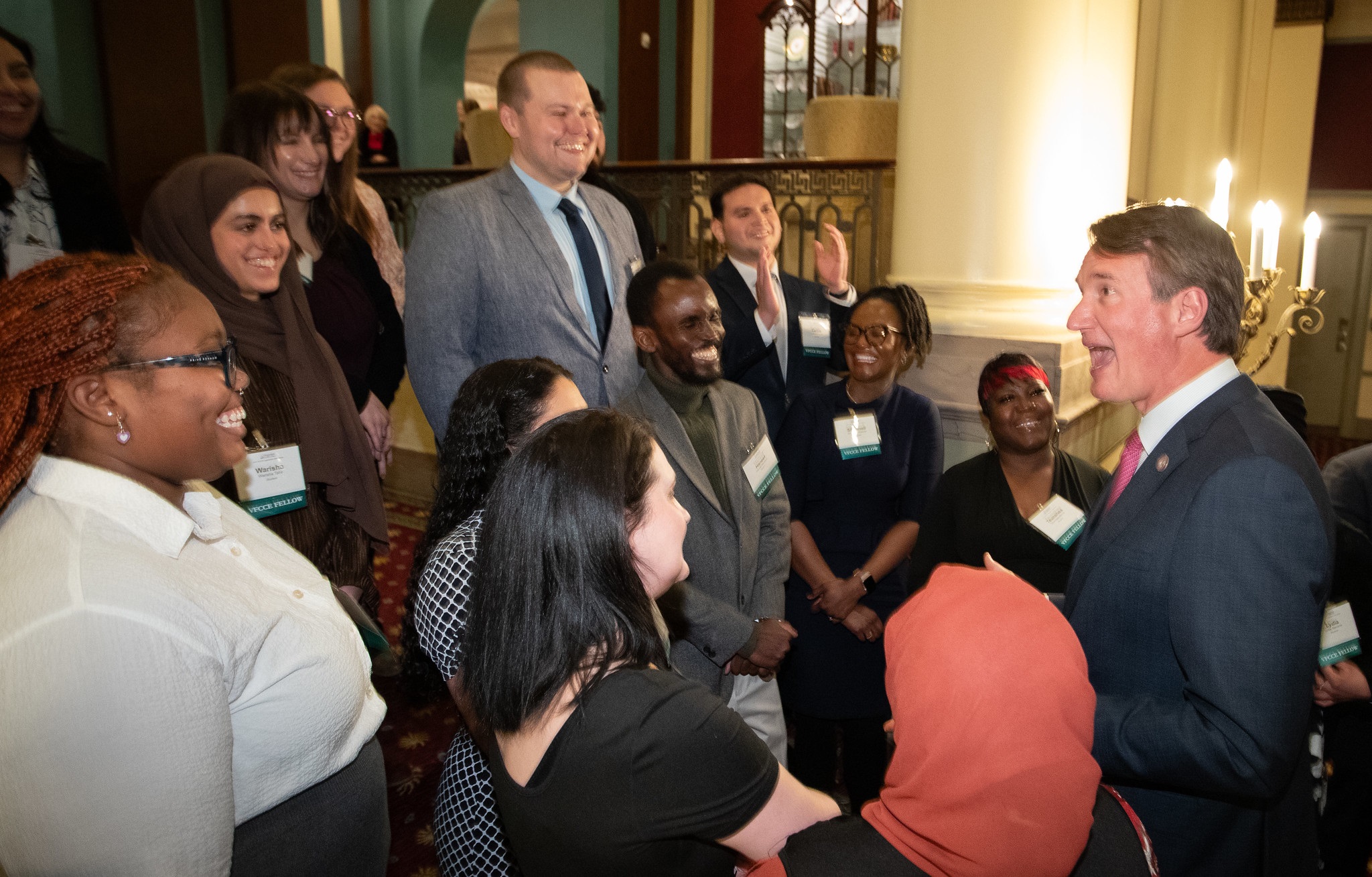 VCCS Leg Recept 1 23 24 Image of Governor Youngkin speaking to students visiting state capitol